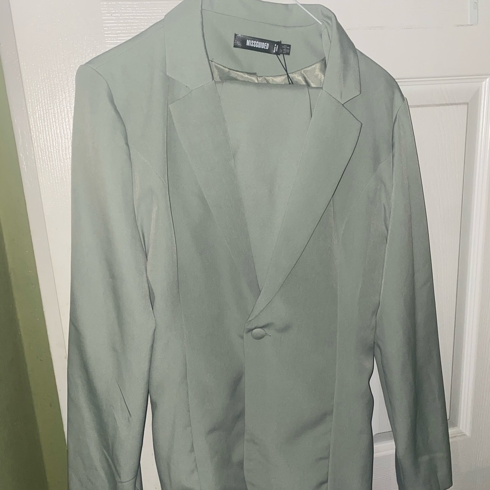 Mint green Blazer and matching cigarette pants